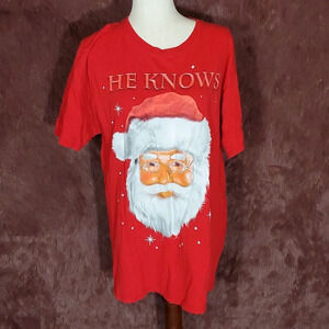 Christmas Santa He Knows T-Shirt